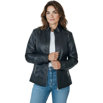 Hawk Horse Dámská černá koženková bunda 02 Barva: Černá, Velikost: 2XL