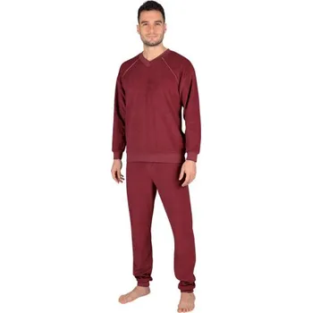Pánské pyžamo EVONA a.s. Pánské froté pyžamo P 1427 vínové Velikost: L