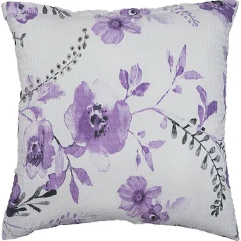 DADKA VRACOV Povlak na polštář krep Kvítí fialové na bílém Rozměr: 40x50