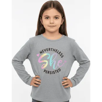 DÍVČÍ TRIČKO S DLOUHÝM RUKÁVEM Barva: Šedá, Velikost: 146