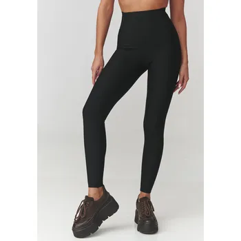 Dámské kalhoty Makadamia Dámské žebrované legíny C30 Barva: Černá, Velikost: XL