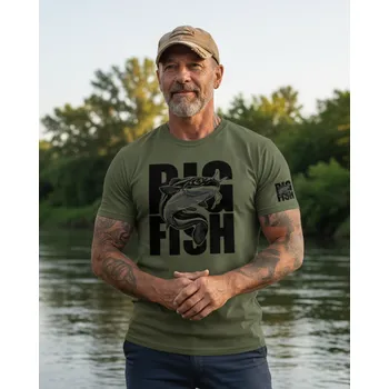 Tričko STRIKER Big fish sumec Barva: Olivová, Velikost: XL