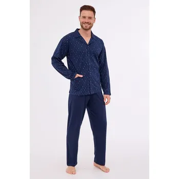 Pánské oblečení Pánské bavlněné pyžamo s límcem Cornette, džínovina XL i170_PM-114-0XL-682701-66