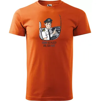 Pánské tričko Sablio Tričko s potiskem pro pilota Hrdina bez pláště? Ano, jsem pilot - oranžové L