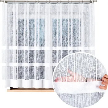 Záclona Záclona Krátká 200x160 Záclony do kuchyně pokoje Záclona Bílá Pásy 10851