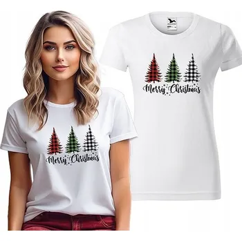 Dámské tričko TRIČKO dámské Veselé Vánoce bílé vánoční na Vánoce L