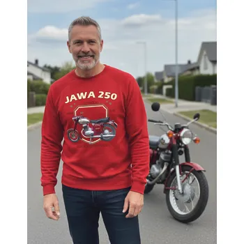 Pánská móda STRIKER Mikina bez kapuce Jawa 250 kývačka Barva: Červená, Velikost: M