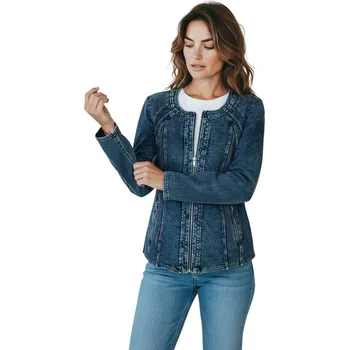 Dámská modrá jarní džínová bunda AGATA Barva: Modrá, Velikost: 3XL