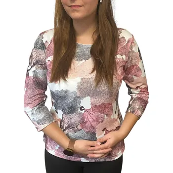 Dámská halenka Halenka Pratto bílá s růžovými listy velikost pratto: 54