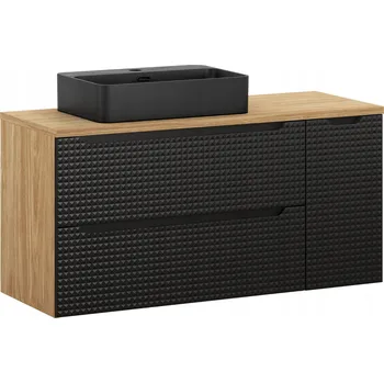 Koupelnový nábytek Skříňka 120 cm s deskou a umyvadlem, černý dub, zásuvky a dvířka