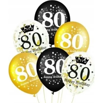 Balónek Balónky k 80. narozeninám s konfetami - sada 6 kusů