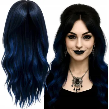 Karnevalová paruka Del-sol paruka dlouhé vlasy černá