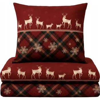 Povlečení Povlečení červené 140x200 hvězdičky sobů Bavlna PL