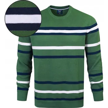 Pánský svetr Elegantní PÁNSKÝ SVETR ZELENÝ s proužky Klasický Bavlněný L Pako Jeans