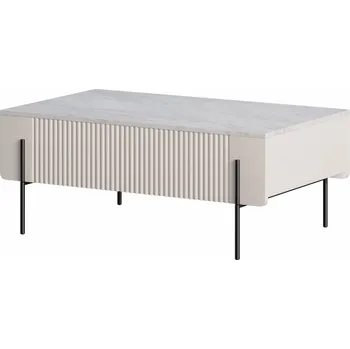 Toaletní stolek BOGART. Konferenční stolek Malmi, kašmír / crema bianca / černé nožky