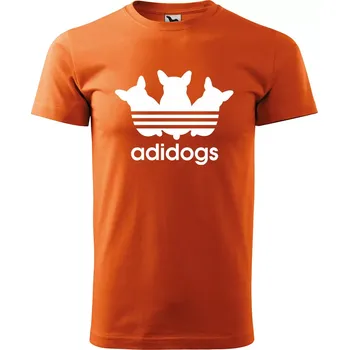 Pánské tričko Sablio Tričko s potiskem Adidogs - oranžové 5XL