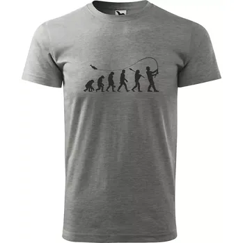 Pánské tričko Sablio Tričko s potiskem Evoluce rybáře - šedé S