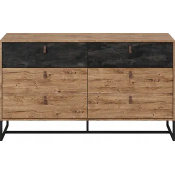 Komoda Komoda dub Ribbeck/černý kámen 154 cm - 6 zásuvek, moderní design