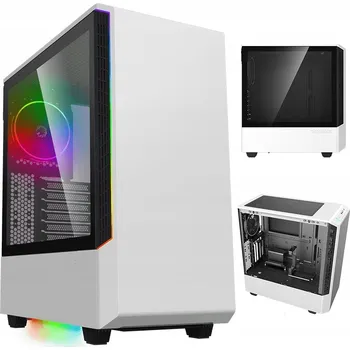 PC skříň POČÍTAČOVÁ SKŘÍŇ TOWER ATX MIDI USB PC POČÍTAČOVÉ ARGB POČÍTAČE GAMING SKLO BÍLÉ