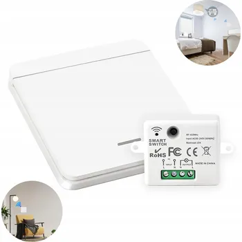 vypínač Bezdrátový vypínač světla RF 433 MHz 10A, bezdrátový nástěnný panel