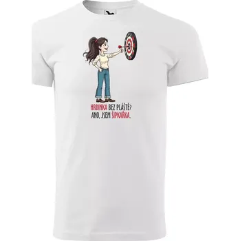 Pánské tričko Sablio Tričko s potiskem Hrdinka bez pláště? Ano, jsem šipkařka - bílé 4XL