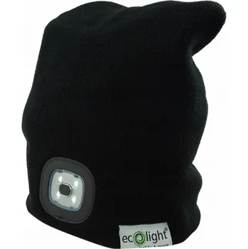 Čepice Čepice beanie s LED svítilnou USB, dvouvrstvá zimní, černá, měkká polyester