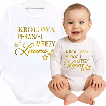 Kojenecký body Narozeninové body na první narozeniny, rok, královna, dlouhý rukáv vel. 92