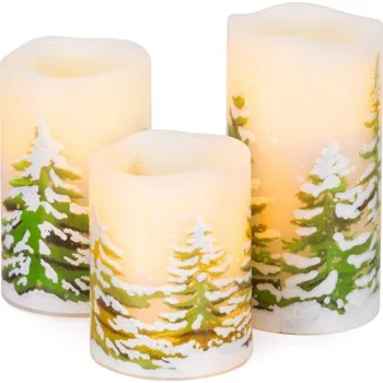 Svíčka Springos LED svíčky se vzorem sada 3ks 3xAAA 10/12/15 cm