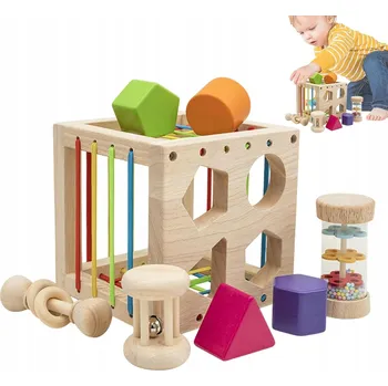 Hračka pro nejmenší 6v1 Flexibilní Senzorická Kostka Antistresová Třídička Stavebnice Pro Děti