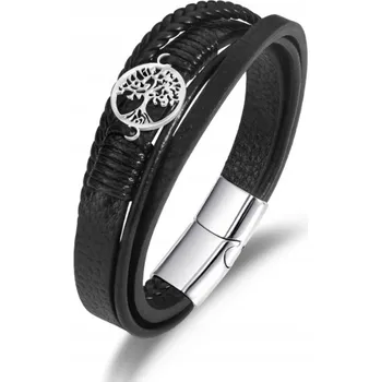 Náramek Vícevrstvý pánský pletený náramek se symbolem Stromu života