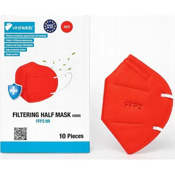 respirátor MASKA RESPIRÁTOR FFP2 PROTI VIROVÁ 5 VRSTEV ČERVENÁ "VIRSHIELDS" - 10 ks