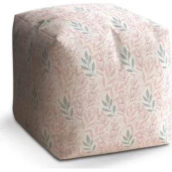 Taburet Sablio Taburet Cube Růžové a modré lístky: 40x40x40 cm