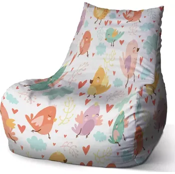 Sedací pytel Sablio Sedací vak Bean Oblak s ptáčky - 60 x 70 x 70 cm