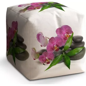 Taburet Sablio Taburet Cube Orchideje a kameny: 40x40x40 cm