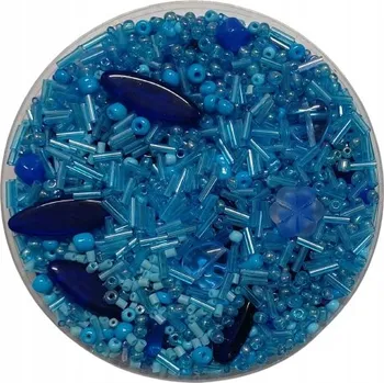 Dětské navlékací korálky Korálky skleněné směs 120g modrá