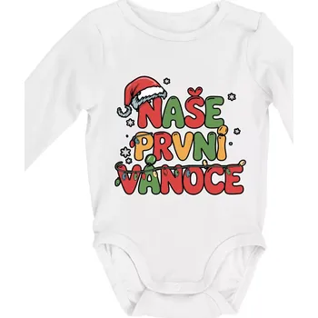 Naše první Vánoce - Body kojenecké s dlouhým rukávem - Dlouhý r. do 3 měs ( Bílá )