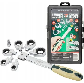 Klíč OČKOVÉ KLÍČE S RÁČNOU, LÁMACÍ, VÝMĚNNÉ 8-19MM + ADAPTÉR 3/8" SADA