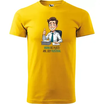 Sablio Tričko s potiskem Hrdina bez pláště? Ano, jsem pojišťovák - žluté 5XL