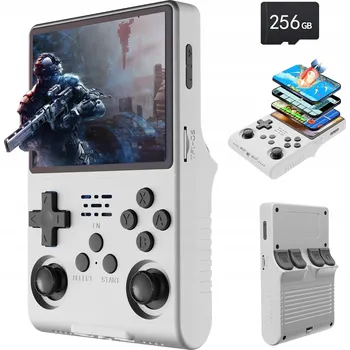 Herní konzole R40s PRO RETRO MINI HERNÍ KONZOLE S 30 000 HRAMI, 256GB KARTA, BÍLÁ