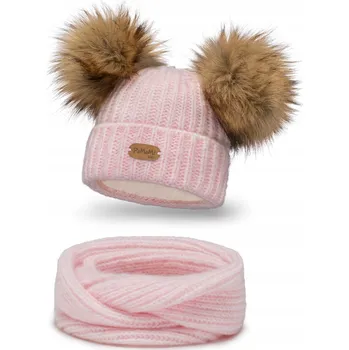 Čepice PaMaMi dětská souprava 2 ks růžová, univerzální velikost (one size)