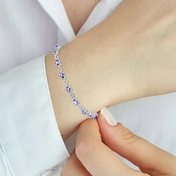 Náramek STŘÍBRNÝ NÁRAMEK S PŘÍRODNÍMI TANZANITY