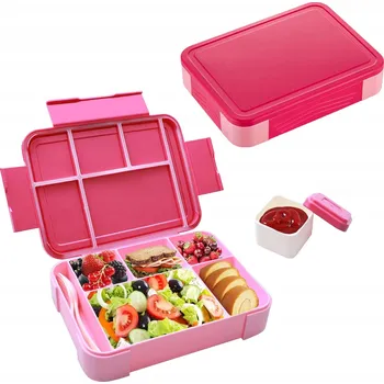 Svačinový box OBĚDOVÝ BOX PRO DĚTI S PŘIHRÁDKAMI, KRABIČKA NA SVAČINU S PŘIHÁDKOU NA OMÁČKU BENTO 1330ML