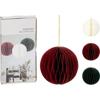 Vánoční dekorace Papírové ozdoby na zavěšení vánoční baňky 15 cm - sada 3 ks vánoční dekorace barva