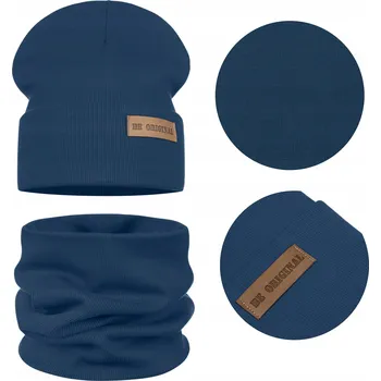 Čepice Jarní dětská souprava ČEPICE + NÁKRČNÍK, BAVLNA, dvojitá látka, modrá