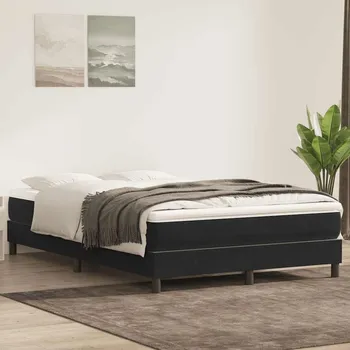 Nábytek vidaXL Box spring postel s matrací 160x210 cm samet [3315928] Barva: Černá