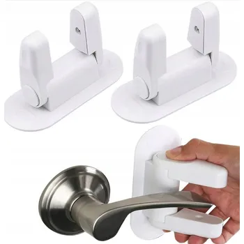 Dětská zábrana BEZPEČNOSTNÍ ZÁMEK KLIKY OKNA DVEŘÍ ZÁSUVEK BÍLÝ 2 KUSY