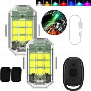 Noční světlo 2 KS Bezdrátová LED Stroboskopická Lampa Silné Bílé + Barevné Světlo s Dálkovým Ovládáním