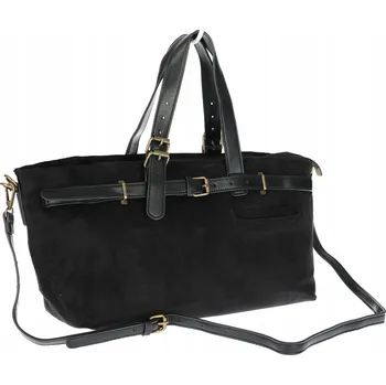 Kabelka Dámská semišová shopper kabelka jezevčík italská 1255 černá