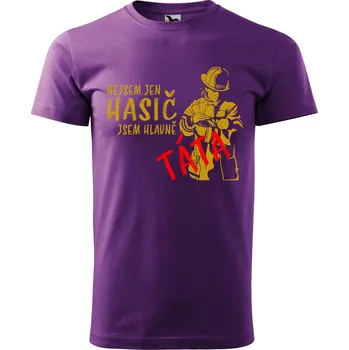 Pánské tričko DOBRÝ TRIKO Pánské tričko s potiskem Hasič táta Velikost: L, Barva: Fialová