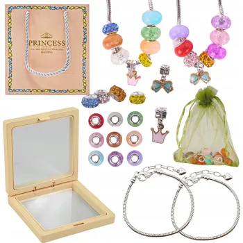 kreativní sada Kreativní sada pro výrobu 2 náramků - barevné korálky a přívěsky DIY